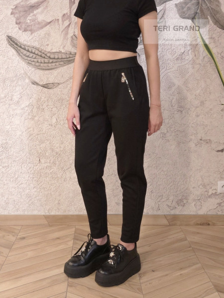 Spodnie damska dzianinowe Z348 czarne Con Duo